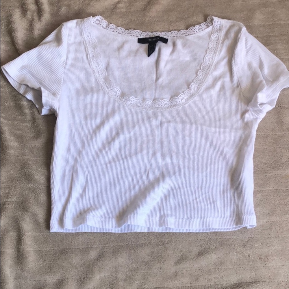 White tee crop top